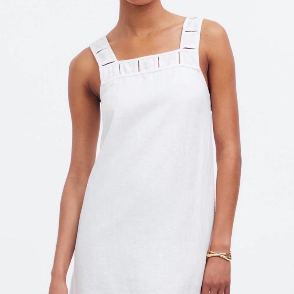 Madewell Taped Cutwork Tank Linen Minidress